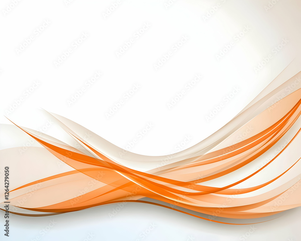Poster abstract orange waves flowing on white background. use for modern presentation generative ai