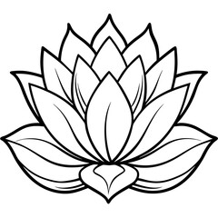 Obraz premium Intricate Lotus Flower Black Ink Illustration with Harmonious Petal Design