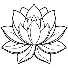 Obraz premium Graceful Lotus Blossom Line Art in Black Ink with Flowing Petal Arrangement