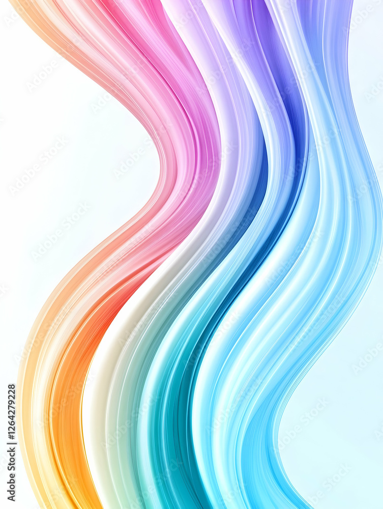 Poster abstract rainbow curves flowing for wallpaper, background, or design element usage generative ai
