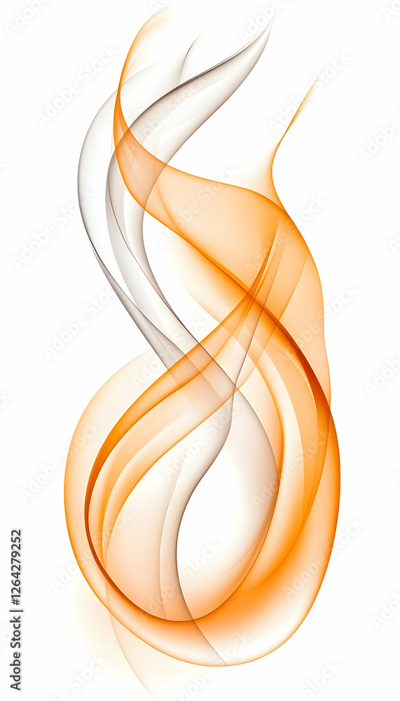 Aufkleber abstract smoke pattern with orange and gray hues swirling on a white background generative ai