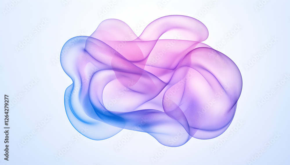 Poster abstract smoke shape with pink and blue swirling on a light background for design generative ai