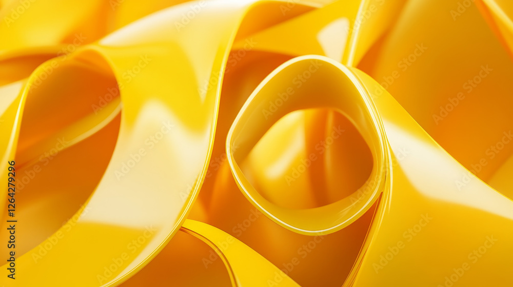 Aufkleber 3d blob shapes in bright yellow gradient with smooth organic curves. floating abstract elements with