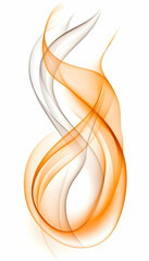 Abstract smoke pattern with orange and gray hues swirling on a white background generative AI