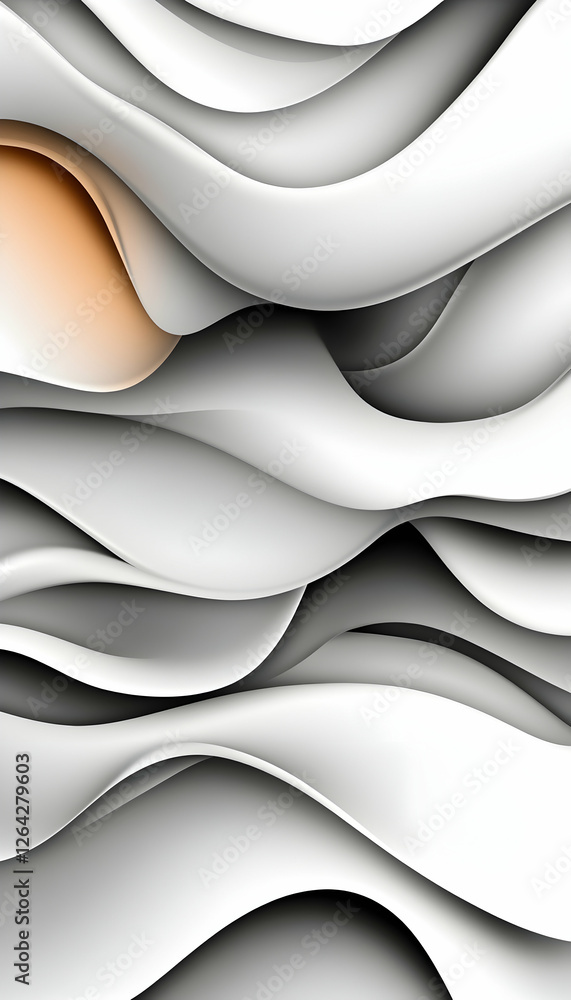 Poster abstract white and grey waves with gold accent for website header, banner use generative ai