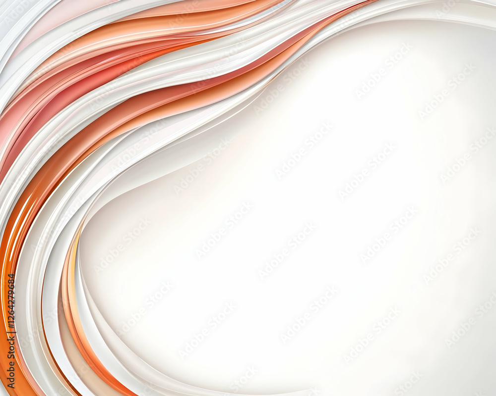 Aufkleber abstract wavy lines in white, coral shades forming a frame. possible background use generative ai