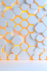 Abstract white geometric shapes with orange background for presentation use generative AI