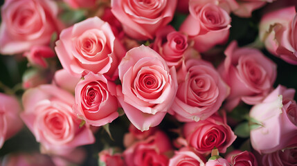 Obraz premium Close-up of beautiful pink roses for wedding and valentines day cards