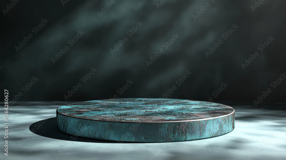 Poster turquoise product 3d circle podium background with ball. empty dimensional platform object with shad