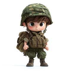 Cute Cartoon Boy Soldier Character for Children’s Content