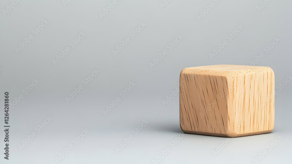 Poster isolated wooden cube on a grey background. for use in presentations or web design generative ai
