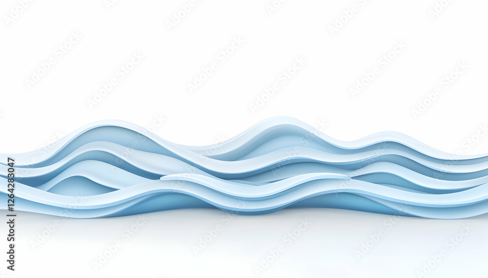 Poster blue abstract smooth layers wavy background for wallpaper and presentations generative ai