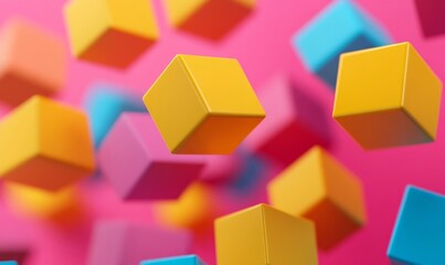 Abstract minimalist cubes, dynamic design, 3d render, Generative AI