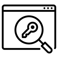 Search Icon with Key Symbol for Security Features
