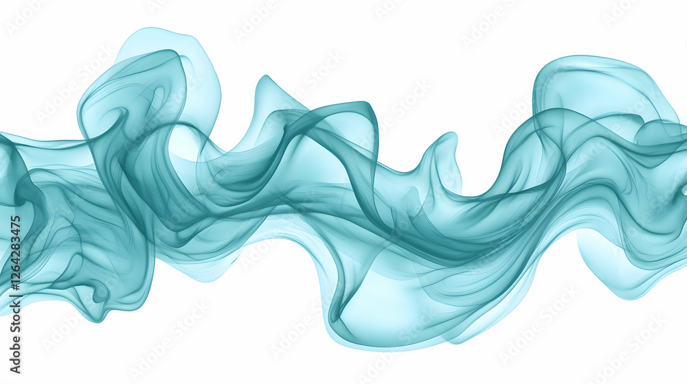 Poster blue flowing abstract smoke design element on blank background for overlay or graphic generative ai