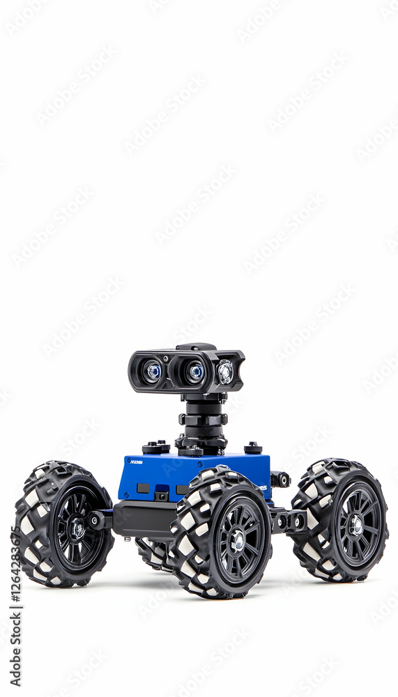 Aufkleber blue robot car on white background for science and technology educational projects generative ai