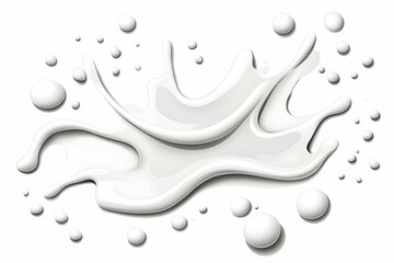 Liquid white splash of dairy drink, juice. Isolated on white for food package generative AI