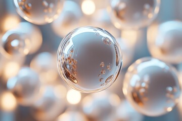 Abstract minimalist spheres, dynamic design, 3d render, Generative AI