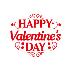 Stylish Valentine's Day Typography &ndash; Elegant Red Text Vector on Transparent Background