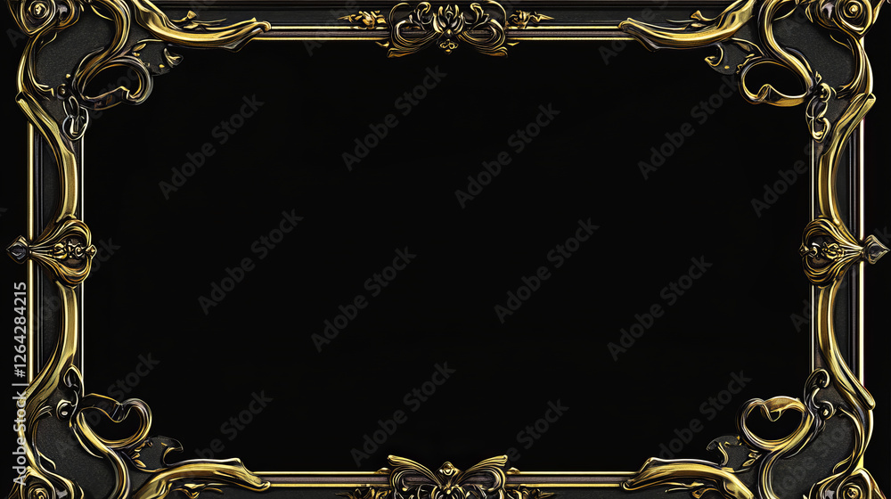 Poster square ui game frames, gold textured ornate rims with medieval decor. cartoon empty level borders, i