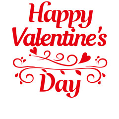 Elegant Red Text Typography for Valentine's Day – Vector Illustration on Transparent Background