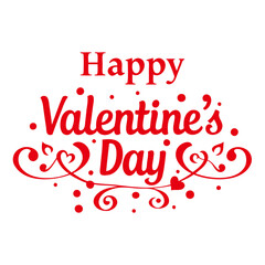 Elegant Red Text Typography for Valentine's Day Vector illustration on transparent background