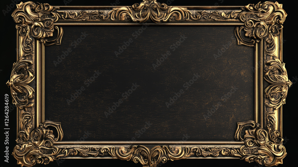 Poster square ui game frames, gold textured ornate rims with medieval decor. cartoon empty level borders, i