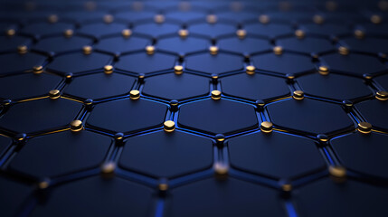 Obraz premium Abstract connection design with hexagonal pattern. Networking and data technology inspired theme background. 