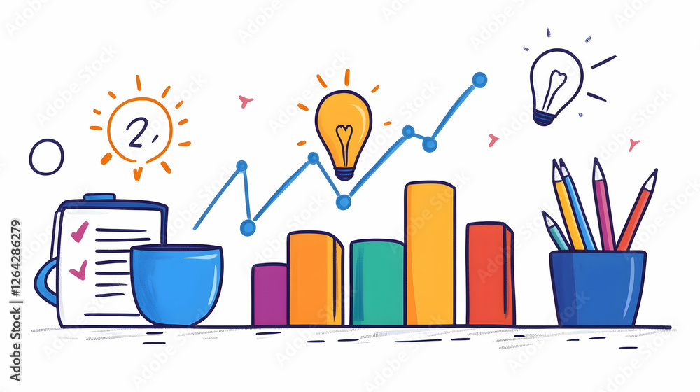 Poster business chart growing trend with ideas and reports for presentation use generative ai