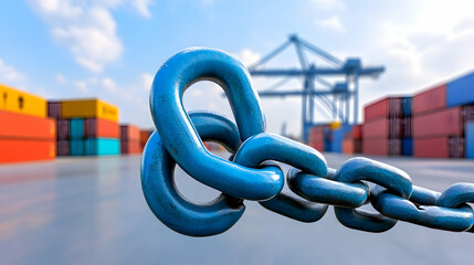 Naklejka premium Chain security in a shipping port background, used for supply chain solutions generative AI