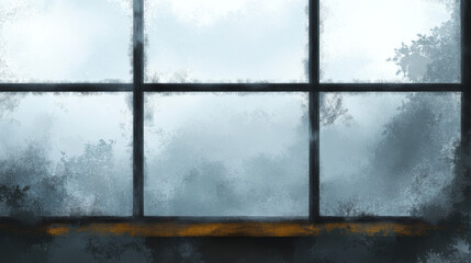 Misted glass with wipe stains from finger drawing