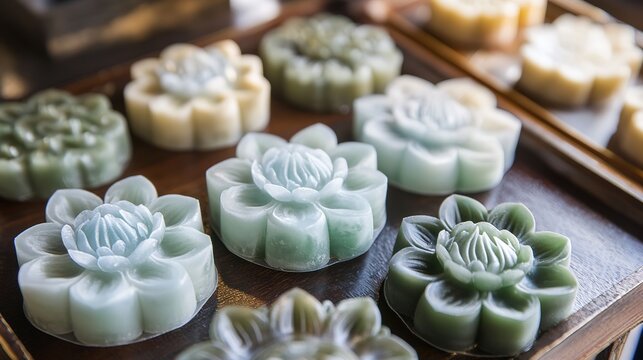 Cool Japanese Sweets with Lotus Motif. Traditional and Artistic Confections with Lotus Patterns.