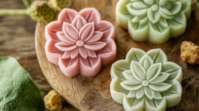 Cool Japanese Sweets with Lotus Motif. Traditional and Artistic Confections with Lotus Patterns.