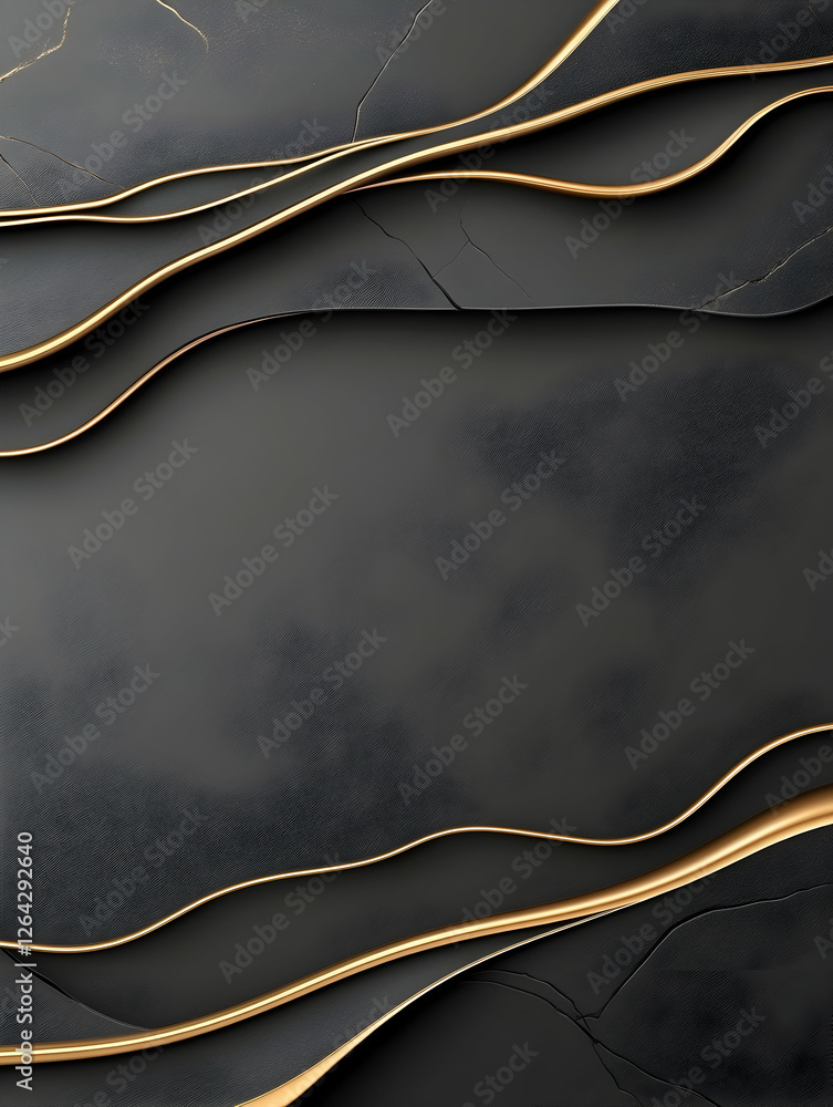 Aufkleber dark abstract texture with gold accent waves for background or presentation use generative ai