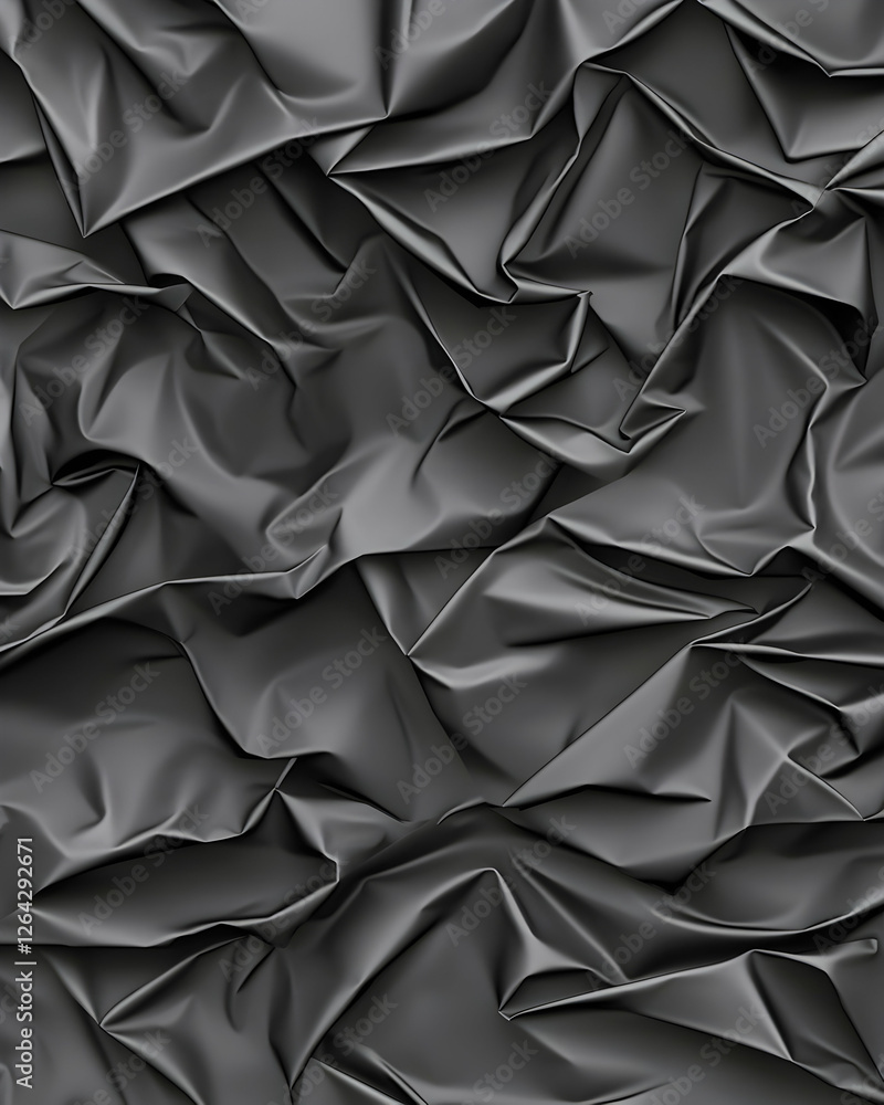 Aufkleber dark, crumpled fabric backdrop. abstract folds create shadows & depth; useful design generative ai