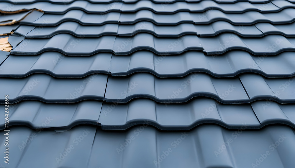 Poster dark roof tiles pattern with blurred background, for architecture or construction generative ai