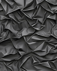 Obraz premium Dark, crumpled fabric backdrop. Abstract folds create shadows & depth; useful design generative AI