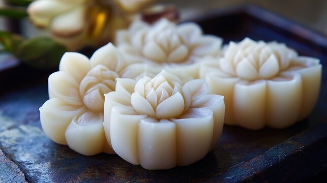 Cool Japanese Sweets with Lotus Motif. Traditional and Artistic Confections with Lotus Patterns.