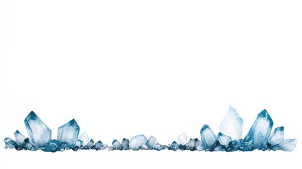 A stunning array of crystalline formations showcasing blue and clear hues against a white background