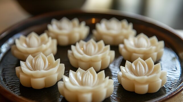 Cool Japanese Sweets with Lotus Motif. Traditional and Artistic Confections with Lotus Patterns.
