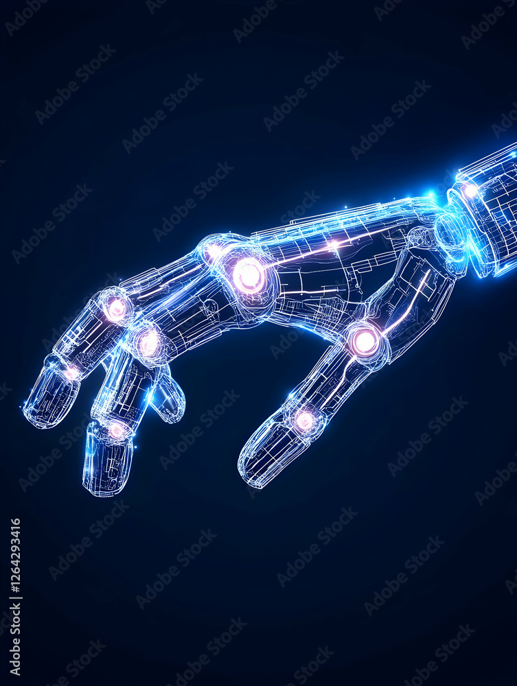Aufkleber digital arm reaching out on dark backdrop for futuristic concepts and technology generative ai