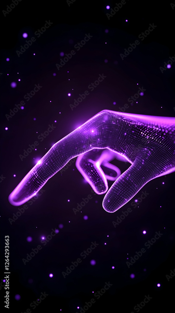 Aufkleber digital hand reaching out in the cosmos. digital design for technological themes generative ai
