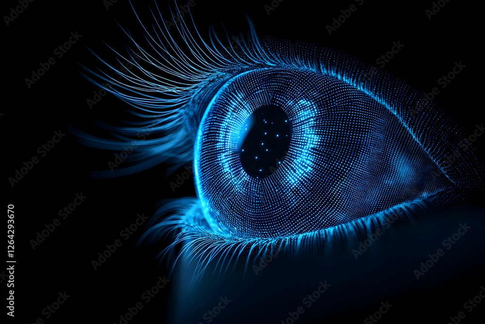 Aufkleber digital eye scans data. artificial intelligence concept, futuristic eye scan generative ai