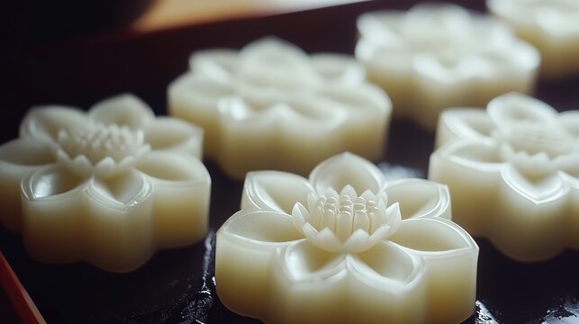 Cool Japanese Sweets with Lotus Motif. Traditional and Artistic Confections with Lotus Patterns.