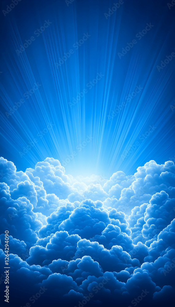 Aufkleber divine light shining through fluffy clouds, creating serene, inspirational backdrop generative ai