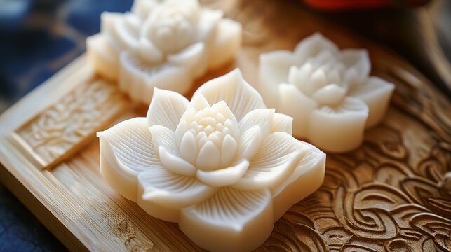 Cool Japanese Sweets with Lotus Motif. Traditional and Artistic Confections with Lotus Patterns.