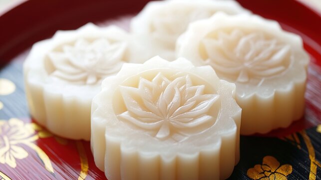 Cool Japanese Sweets with Lotus Motif. Traditional and Artistic Confections with Lotus Patterns.