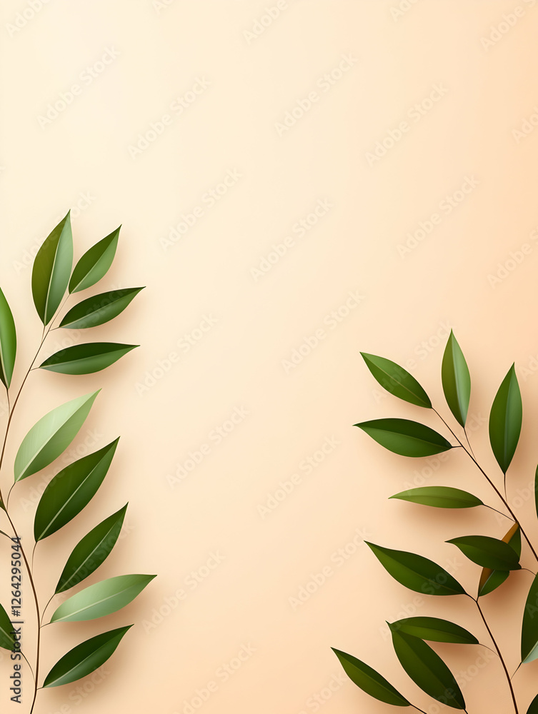 Poster elegant background with leafy branches for branding, invitation, and presentation generative ai