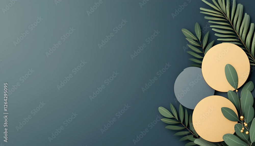 Poster elegant background with geometric shapes and plant elements for presentation generative ai
