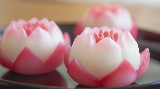 Cool Japanese Sweets with Lotus Motif. Traditional and Artistic Confections with Lotus Patterns.